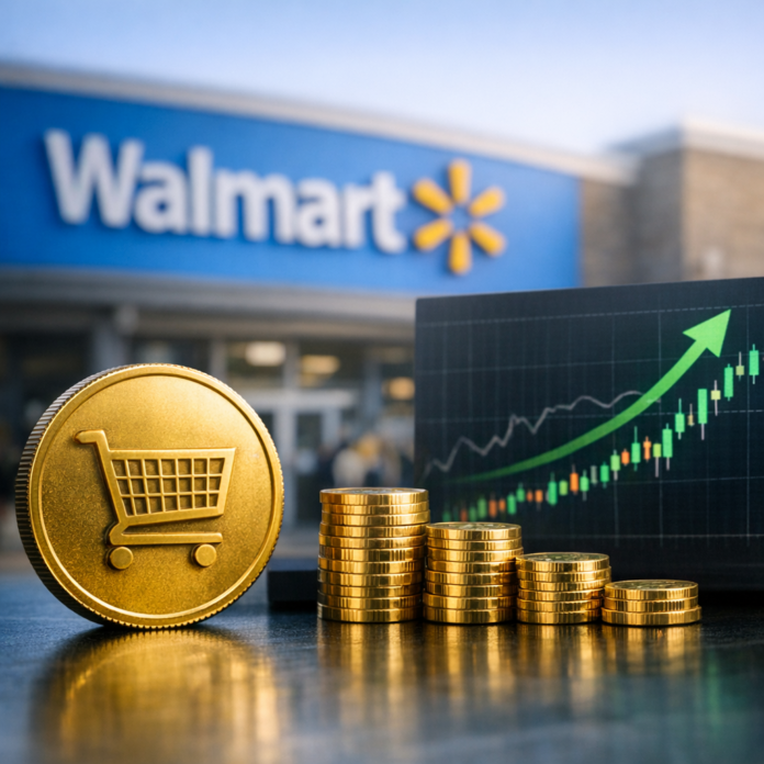 Illustration of La valuación de mercado de Walmart llegó a 1 billón de dólares por primera vez; sus acciones subieron 13% des